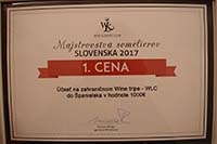 1. místo za nejlepšího sommeliéra Slovenska